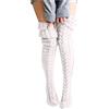 Duories Calzini Invernali Extra Lunga per Donna, Calzini Caldi in Tricot, Paio, Calzini al Ginocchio, Bianco