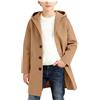 Generisch Cappotto primaverile e autunnale, cappotto con cappuccio abbottonato per ragazze e ragazzi, trench classico stile trench, capispalla per bambini, cachi, 9-10 Anni