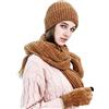 LumiSyne Invernali 3 Pezzo Cappello Sciarpa Guanti Per Uomo Donna Guanti Touch Screen Sciarpa Jacquard Tinta Unita Cappello In Maglia Berretto Beanie Tessuto Avanzato Di Ciniglia