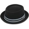 GEMVIE Pork Pie Cappello per Uomo Donna 100% Feltro di Lana Fedora Trilby Cappello Nero Adulto Unisex Porkpie Cappelli,Cinturino Nero+retrò,Taglia Unica