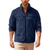 Générique - Giacca in pile da uomo, con colletto montante, senza cappuccio, con cerniera, calda, tinta unita, sportiva, casual, con maniche lunghe, antivento, autunno inverno, 01-blu marino, XXL