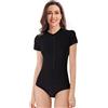 BEACHKINI Costume da Bagno a Maniche Lunghe con Zip da Donna Costume Intero da Bagno Ricreativo Rash Guards