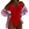 PINTUTU Scollatura Quadrata Body Donna Estate Collo Senza Maniche Skinny Elastico con Chiusura A Bottone Cavallo Vita Stretta Backless Tinta Unita Costume Intero Donna