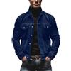 amropi Giacca in Velluto a Coste da Uomo Camicia a Maniche Lunghe a Righe Bottoni Leggeri Capispalla Blu, M