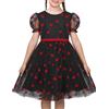 Sunny Fashion Vestito Bambina Rosa Ricamo Collo Quadrato Lanterna Puff Manica Corta 5-10 Anni