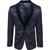 Evoga Giacca Uomo Sartoriale Raso Floreale damascata Blazer Elegante Class Cerimonia (3XL, Nero)