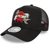 New Era Berretto da Camionista da Donna Regolabile Snapback Tatuaggio Rosa Uccello Maglia Nero