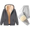 Generic Set Completo Tuta da Donna in Pile con Fodera - 2 Pezzi - Pantaloni da Jogger per Donna a Gamba Dritta Caldi per l'Inverno - Tuta Termica con Cappuccio in Pile Set da Tuta Casual a Colore Solido