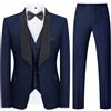 KUDMOL Abito da Uomo 3 Pezzi Slim Fit Suit Wedding Business Abiti Uomo Giacca Blazer e Panciotto e Pantaloni
