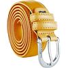 Laura Biagiotti Biagiotti Cintura Donna Sottile in Vera Pelle, Accorciabile con Scatola (Giallo Ocra 3 cm, M (110 cm))