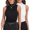 Irevial Lupetto Donna Smanicato Maglietta Senza Maniche Donna Dolcevita Elegante Elasticizzato Gilet Comoda Lupetto vestibilità Aderente con Canotte da Traspirante