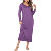 Demegimi Camicia da Notte Donna in Cotone Manica Lunga con Scollo a V Camicie da Notte Donna Lunghe Invernali