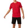 In One Clothing Pigiama corto da ragazzo, in 100% cotone morbido e con pantaloni a forma di bermuda, con motivo Stop - Keep Out, colore rosso, 164