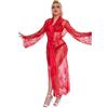 ohmydear Vestaglia lunga sexy da donna, in pizzo, Colore: rosso, XXL