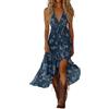 Generic Abito Casual Estivo con Stampa Floreale retrò Western e Orlo Asimmetrico per Lo Stile Boho