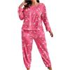 Generico Pigiama Donna Oversize Stampa Pigiama Cotone Invernale Pigiami Elegante Lungo Leggero Abbigliamento da Notte Morbido e Confortevole Set Due Pezzi Maniche Lunghe Tuta da Casa