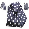 Avantgarde CRAVATTA slim e POCHETTE uomo blu a pois grandi bianchi SETA made in Italy completo abbinato blu bianco 5 cm di larghezza con fazzoletto