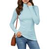 Cuptacc Maglia a maniche lunghe da donna, a collo alto, a maniche lunghe, slim fit, a coste, casual, comfort