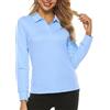 MoFiz Polo Donna Manica Lunga Poloshirt Lavoro Camicia Sportiva Golf Top con Bottoni
