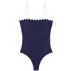 YAMAMAY - Costume da Bagno Intero Senza Ferretto, con Imbottitura Removibile, Donna, Marena, Blu Navy con Dettagli in Bianco, monocromo