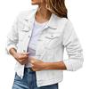 VaiKanhai Giacca da donna Basic Solid Color Button-Down-Denim in cotone con tasche, giacca di jeans, giacca in jeans, colore blu, impermeabile, traspirante, estiva, giacca a vento, bianco, M