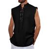 NANAMEEI Camicia da uomo in lino, senza maniche, da spiaggia, estiva, medievale, stile vichingo, con lacci, rinascimentale, viktorian steampunk