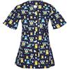 DINOZAVR Carla Uniforme Medica - Medico Casacca da Donna con Bottoni a Pressione - Blu/Gufi XS