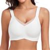 WOWENY Reggiseno da donna senza ferretto - Imbottito Push Up Mesh Bralette Comfort Invisibile Seamless Soft Bustier, A-bianco, 3XL
