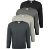 ALPIDEX Maglia Uomo Manica Lunga 100% Cotone Basic Tinta Unita Elasticizzato Maglia Intima Sottocamicia Girocollo, Taglia:5XL, Colore:Storm