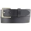 BELTINGER Cintura in pelle bovina pieno fiore con fibbia in argento antico da 3,5 cm | Cintura in denim per donna uomo da 35 mm | Cintura chino o tradizionale | Nero 125 cm