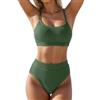 Generico Bikini Donna Mare Push Up Contenitivo Slip Vita Alta Hot Costume Donna Due Pezzi Reggiseno Taglie Forti Costumi da Bagno 2 Pezzi Piscina Tankini Spiaggia Estivo Swimsuit (Army Verde, M)