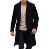 Generisch Cappotto da uomo lungo, cappotto invernale doppiopetto in lana business, cappotto da uomo con colletto a tacca caldo, trench casual, blazer giacca tinta unita, cappotto di lana outdoor