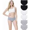 TUUHAW Mutande Donna Culotte Cotone Slip Midi Pacco | Ipoallergenico,Traspirante,Delicato sulla Pelle,Morbido,Cotone,Senza Etichette,Resistente allo Sbiadimento