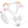 JOINPAYA Set 4 Pezzi Cerchietti Orecchie di Agnello e Capra in Plastica e Peluche, Accessori Costume Realistici e Leggeri per Festa di Travestimento Ragazzi