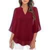JokeLomple Camicette da Donna Eleganti e Casual con Volant, Maniche a 3/4 e Scollo a V, Doppie Camicette in Chiffon