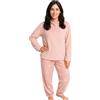 Leedya Pigiama Donna Invernale Coral - Completo Lungo Manica - Morbido e Confortevole per la Notte (Rosa bis TG L)