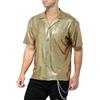 Casey Kevin Paillettes Uomo Camicia Canotta Glitter Discoteca T Shirt Maniche Camicie Metallico Glitterata Stile Anni '70 Festa Party Ballo Danza Club Maglietta Maniche Corte
