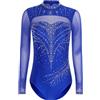 XUNZOO Abbigliamento Danza Donna Adulte Unitard Danza Artistica E Ritmica Con Maniche Lunghe Carismatico Spettacoli Blu reale S