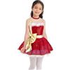 Linjinx Vestito da Ballo tutù per Bambina Body da Ginnastica Ritmica Elfo Natalizio con Fiocco Costume Ballerina Balletto Performance Anni
