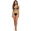 Lovelegis Costume Donna Due Pezzi - Bikini - da Bagno - Sexy - Coordinato - Top - Slip - Ragazza - Mare - Colore Nero e Oro - Taglia XL