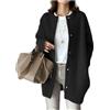 Legou Cappotto da donna largo con bottoni giacca cappotto, Maglia nera., Taglia unica