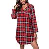 PNAEONG Camicia da notte da donna in flanella 100% cotone, con bottoni, camicia da notte per fidanzato, stile medio-lungo, pigiama top