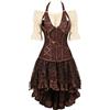 WLFFW Bustino Corsetto Gonna Camicetta Pelle Donna Steampunk Corpetto Costume (EU(32-34) S, Brown Beige)