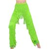 RUNQHUI Pantaloni da ballo da donna latina Salsa Cha Cha Pantaloni con frange in vita elastica Dancewear, Verde fluo , S