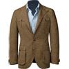 RAJEGAR Cappotti sportivi da uomo in tweed a spina di pesce slim a due bottoni casual misto lana giacche blazer marrone vintage britannico sposo cappotto, Marrone, XXL