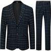 Allthemen Abito da Uomo 2 Pezzi Slim Fit Smoking Scozzese Completo Casual con 2 Bottoni Matrimonio d'Affari Nero XL