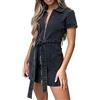 Cocila Vestito Lungo da Donna Abito da Donna in Jeans a Maniche Corte con Scollo a V Casual con Cerniera Taglie Forti da Donna Vestito Autunnale Lungo