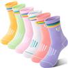 Sandsuced 6coppie Ragazze Bambini Calzini Atletici Pallacanestro Sport Crew Cotone Calzini morbidi traspiranti per all'aperto