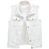 IQYU Giacca in jeans senza maniche, da donna, colore nero, oversize, taglie forti, in denim, con bottoni, elegante giacca di jeans Destroyed, senza maniche, giacca in denim, bianco, XL