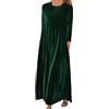 Generic Abiti da sera da donna taglie forti europei e americani sottili scollo rotondo abito lungo Plus Size abiti in seta per le donne, Verde, XXL